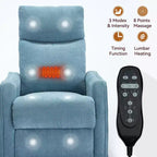 Heat Massage Manual Recliner Chair with Rocker and Swivel in Fabric for Living Room