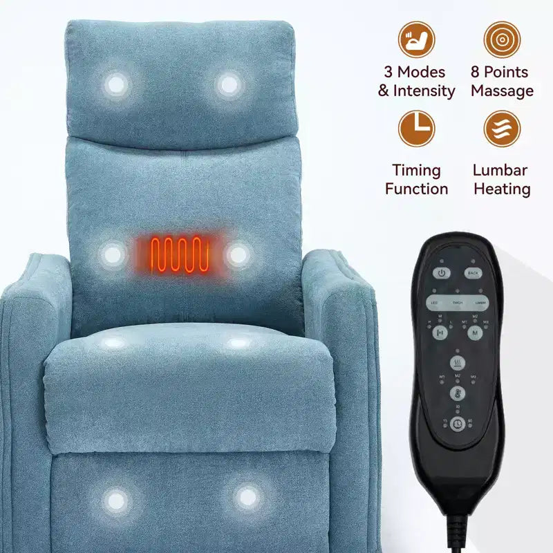 Heat Massage Manual Recliner Chair with Rocker and Swivel in Fabric for Living Room