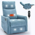Heat Massage Manual Recliner Chair with Rocker and Swivel in Fabric for Living Room