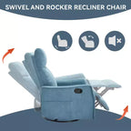 Heat Massage Manual Recliner Chair with Rocker and Swivel in Fabric for Living Room