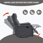 Heat Massage Manual Recliner Chair with Rocker and Swivel in Fabric for Living Room