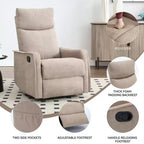 Heat Massage Manual Recliner Chair with Rocker and Swivel in Fabric for Living Room