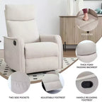 Heat Massage Manual Recliner Chair with Rocker and Swivel in Fabric for Living Room