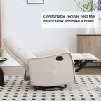 Heat Massage Manual Recliner Chair with Rocker and Swivel in Fabric for Living Room