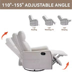 Heat Massage Manual Recliner Chair with Rocker and Swivel in Fabric for Living Room