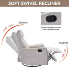 Heat Massage Manual Recliner Chair with Rocker and Swivel in Fabric for Living Room