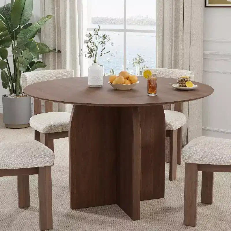 45-Inch Wood Round Dining Table for 4 – Farmhouse Modern Style