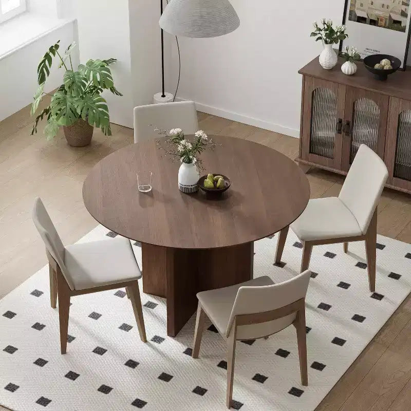 45-Inch Wood Round Dining Table for 4 – Farmhouse Modern Style