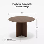 45-Inch Wood Round Dining Table for 4 – Farmhouse Modern Style