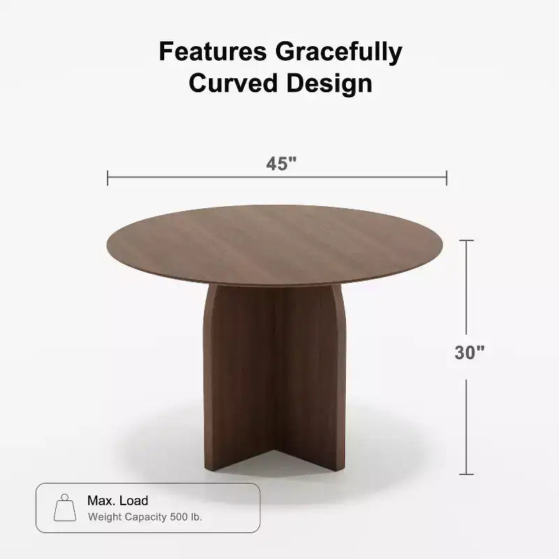 45-Inch Wood Round Dining Table for 4 – Farmhouse Modern Style