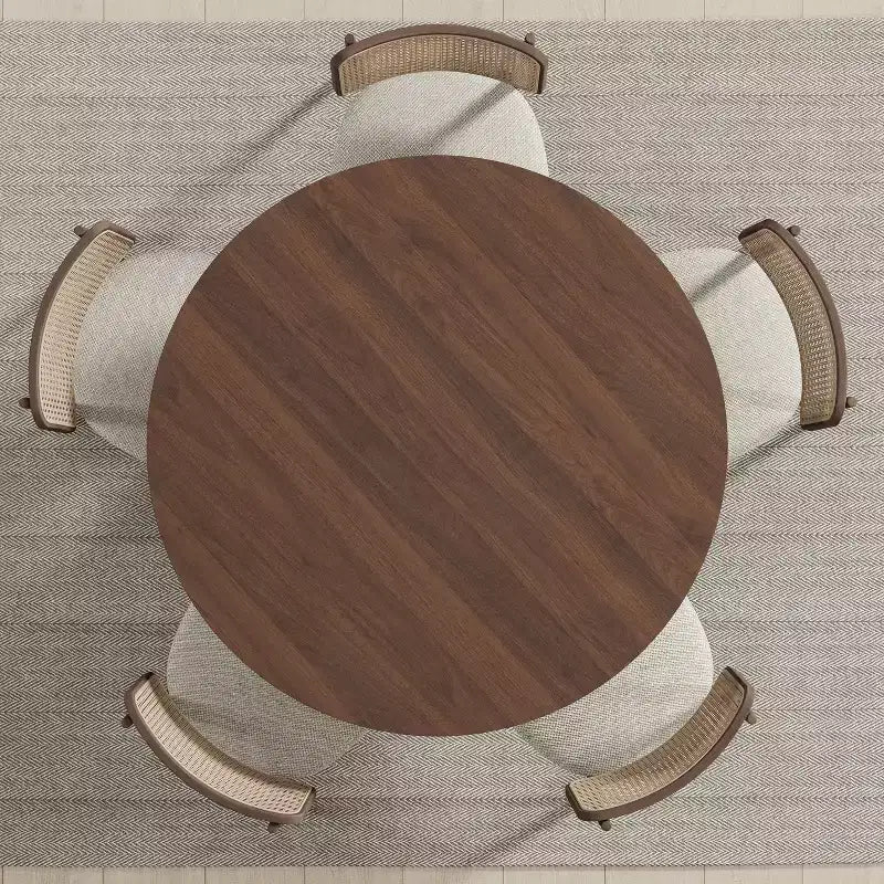 45-Inch Wood Round Dining Table for 4 – Farmhouse Modern Style