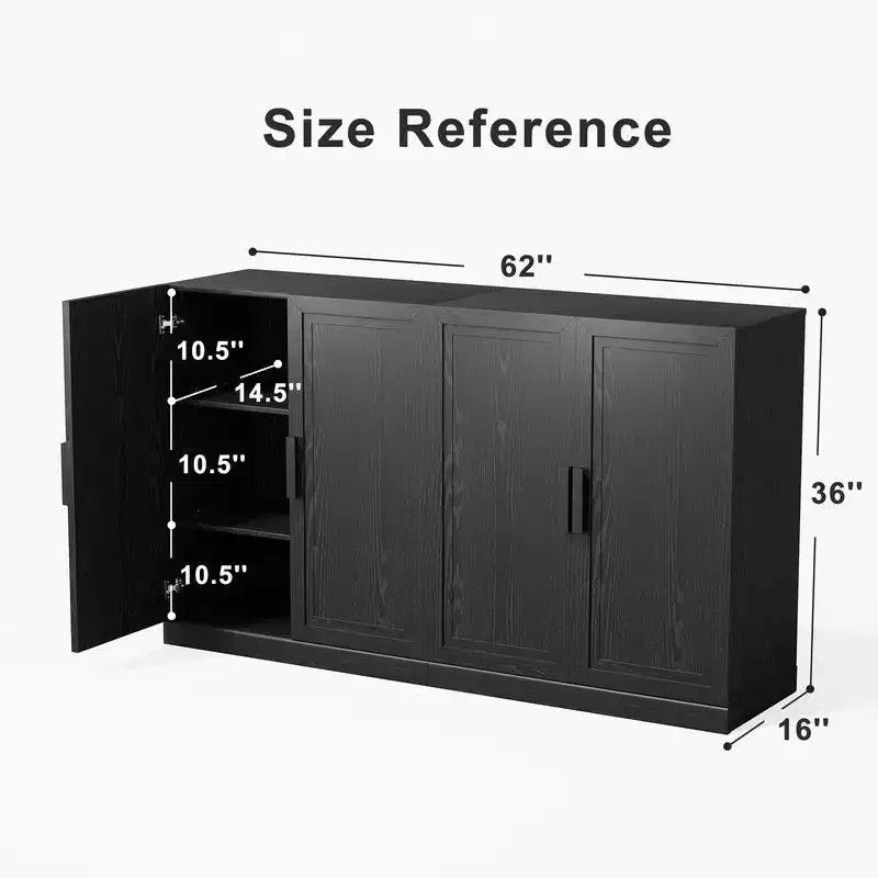 62x36 Farmhouse Sideboard Buffet Cabinet with Adjustable Shelves