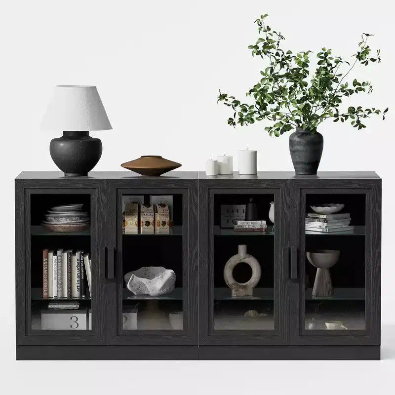 62x31 Large Sideboard Buffet Cabinet with 4 Glass Doors