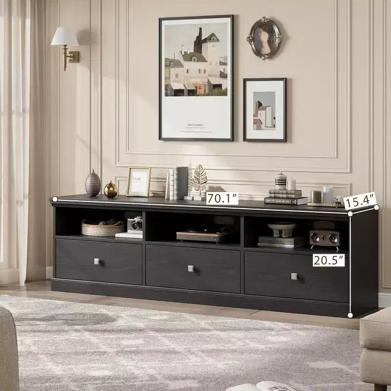 TV Stand for 75 Inch TV, Mid-Century Modern Entertainment Center with Storage Drawer, Wood Media Console TV Cabinet for Living Room