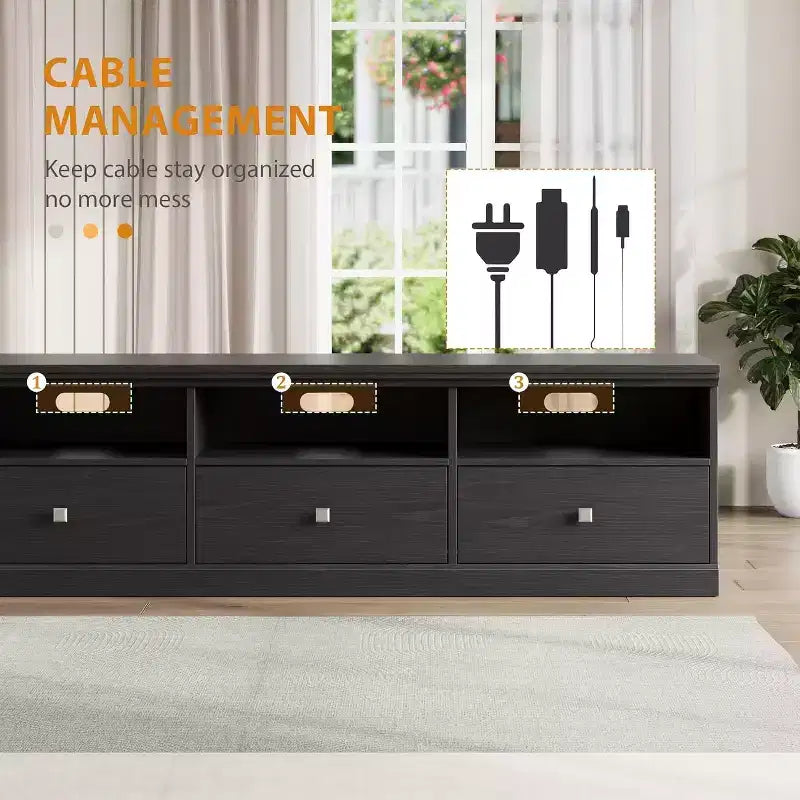 TV Stand for 75 Inch TV, Mid-Century Modern Entertainment Center with Storage Drawer, Wood Media Console TV Cabinet for Living Room