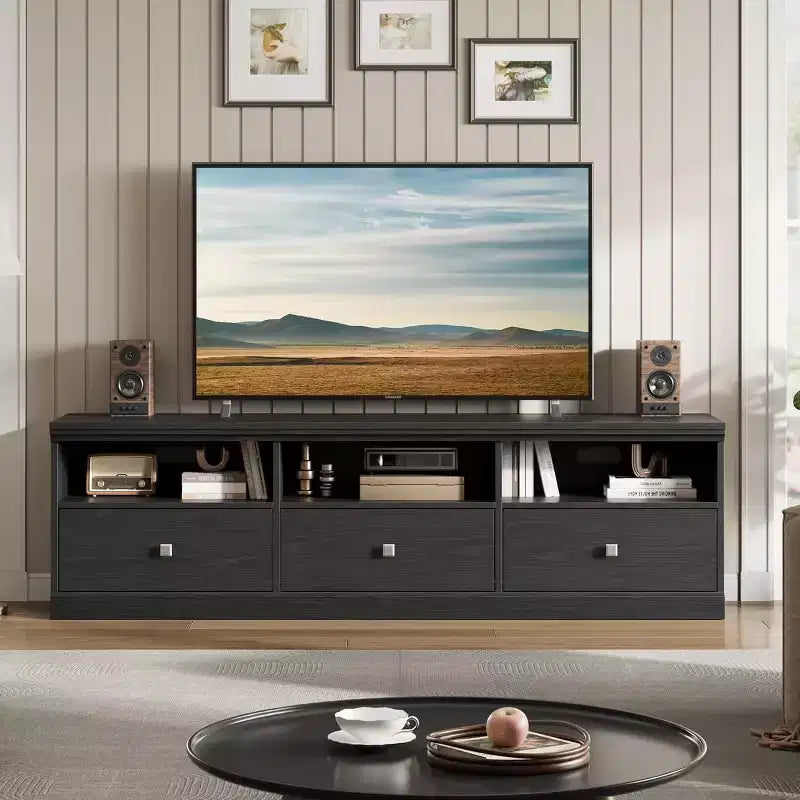 TV Stand for 75 Inch TV, Mid-Century Modern Entertainment Center with Storage Drawer, Wood Media Console TV Cabinet for Living Room