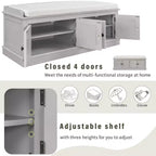Mike Storage Shoe Bench with Doors and Adjustable Shelves