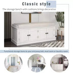 Mike Storage Shoe Bench with Doors and Adjustable Shelves
