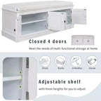 Mike Storage Shoe Bench with Doors and Adjustable Shelves