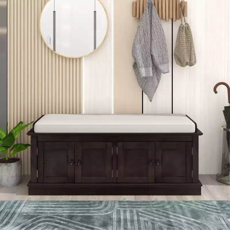 Mike Storage Shoe Bench with Doors and Adjustable Shelves
