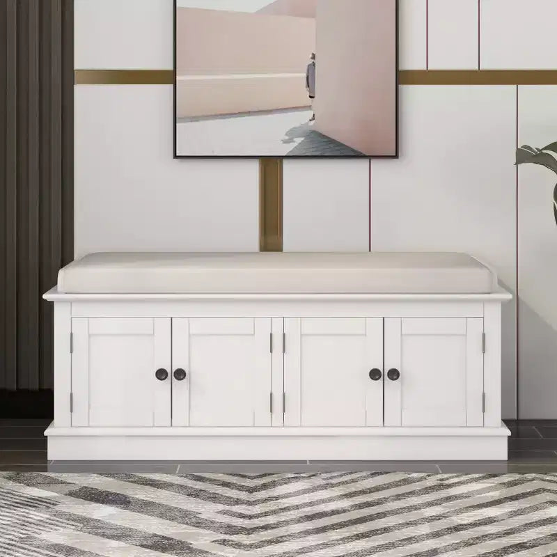Mike Storage Shoe Bench with Doors and Adjustable Shelves