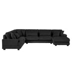 Oversized U-Shaped Sectional Sofa with Plush Corduroy Upholstery