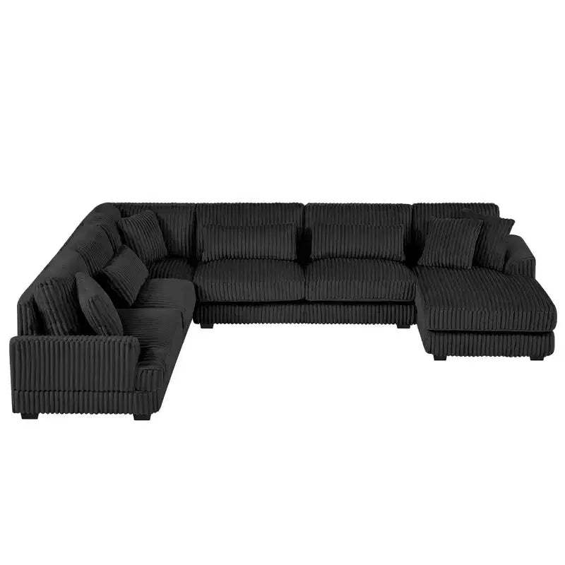 Oversized U-Shaped Sectional Sofa with Plush Corduroy Upholstery