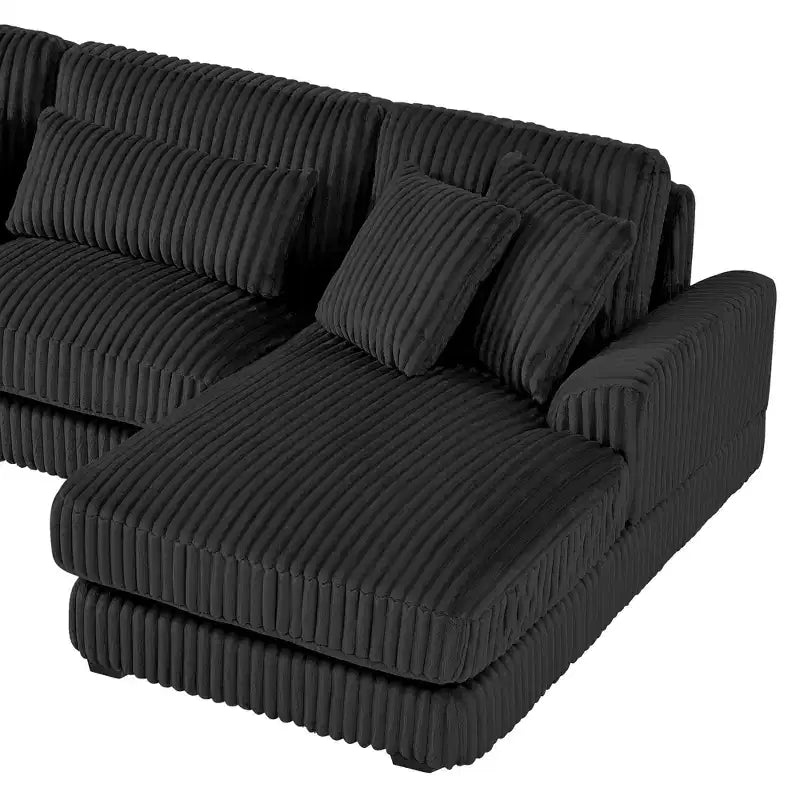 Oversized U-Shaped Sectional Sofa with Plush Corduroy Upholstery