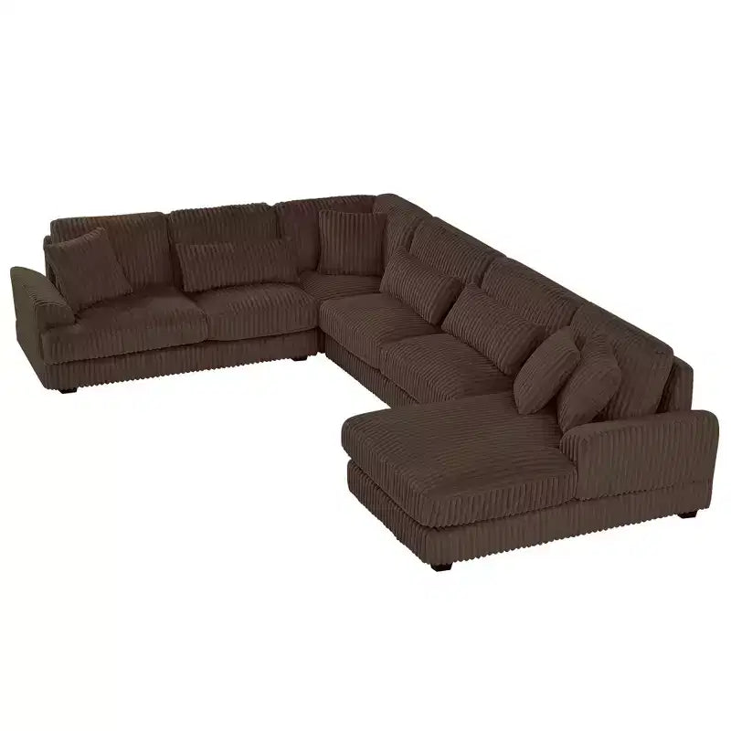 Oversized U-Shaped Sectional Sofa with Plush Corduroy Upholstery
