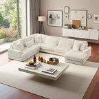 Oversized U-Shaped Sectional Sofa with Plush Corduroy Upholstery