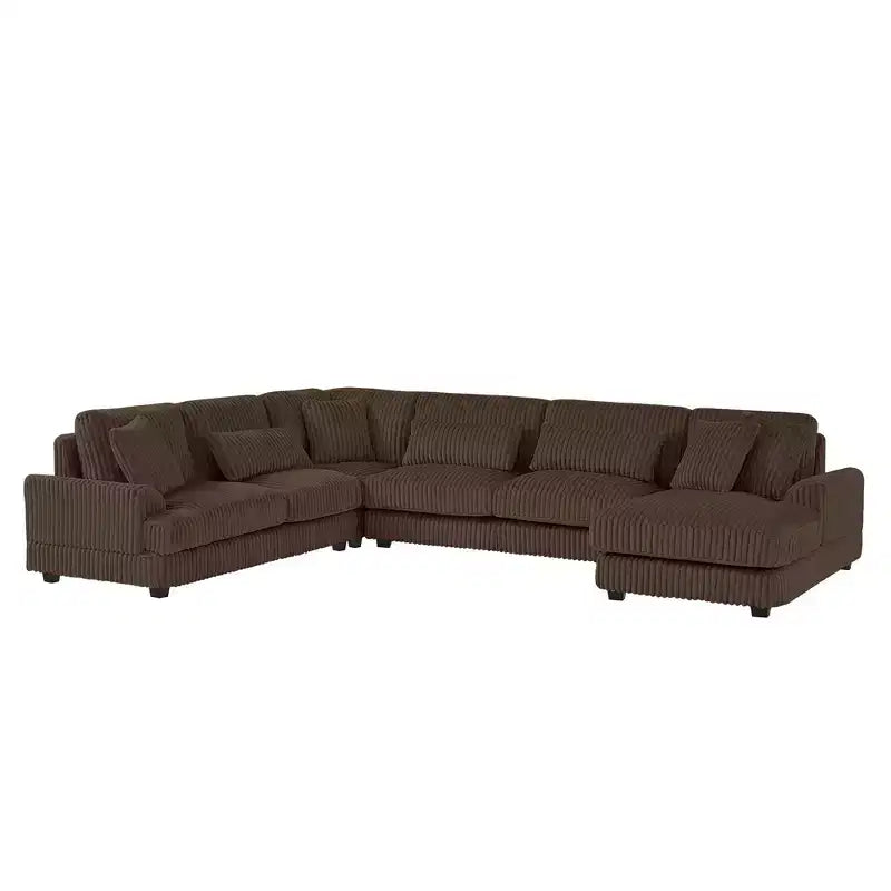 Oversized U-Shaped Sectional Sofa with Plush Corduroy Upholstery