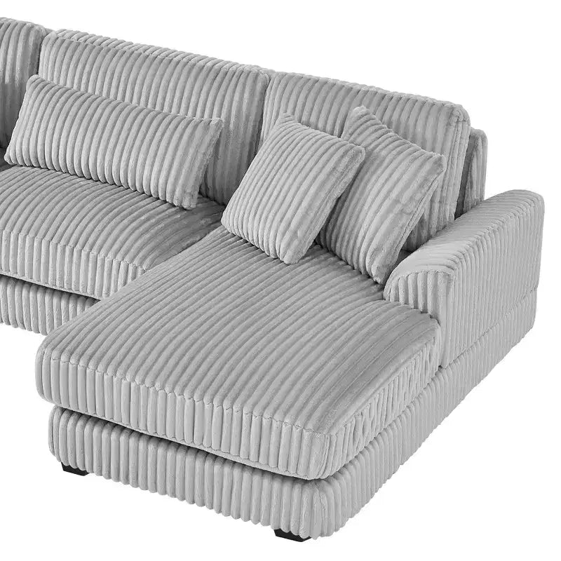 Oversized U-Shaped Sectional Sofa with Plush Corduroy Upholstery