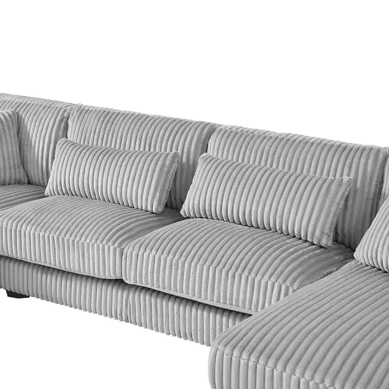 Oversized U-Shaped Sectional Sofa with Plush Corduroy Upholstery