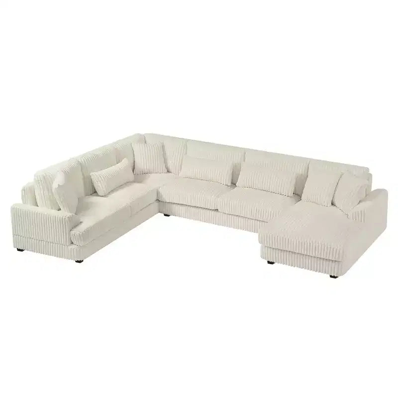 Oversized U-Shaped Sectional Sofa with Plush Corduroy Upholstery
