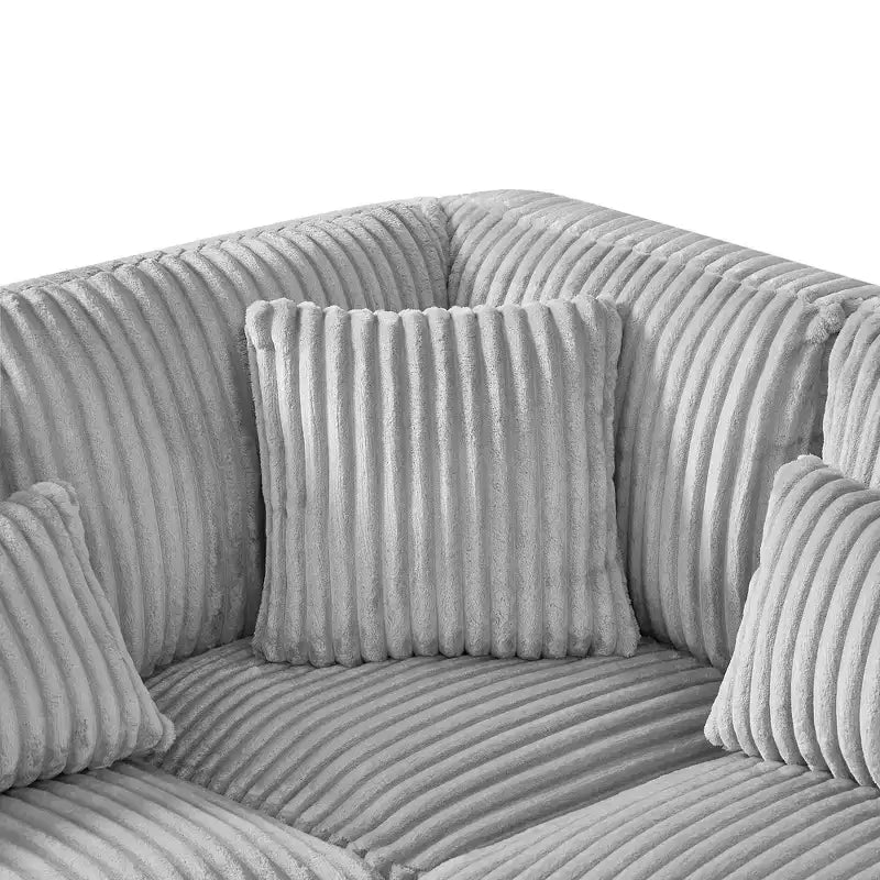Oversized U-Shaped Sectional Sofa with Plush Corduroy Upholstery