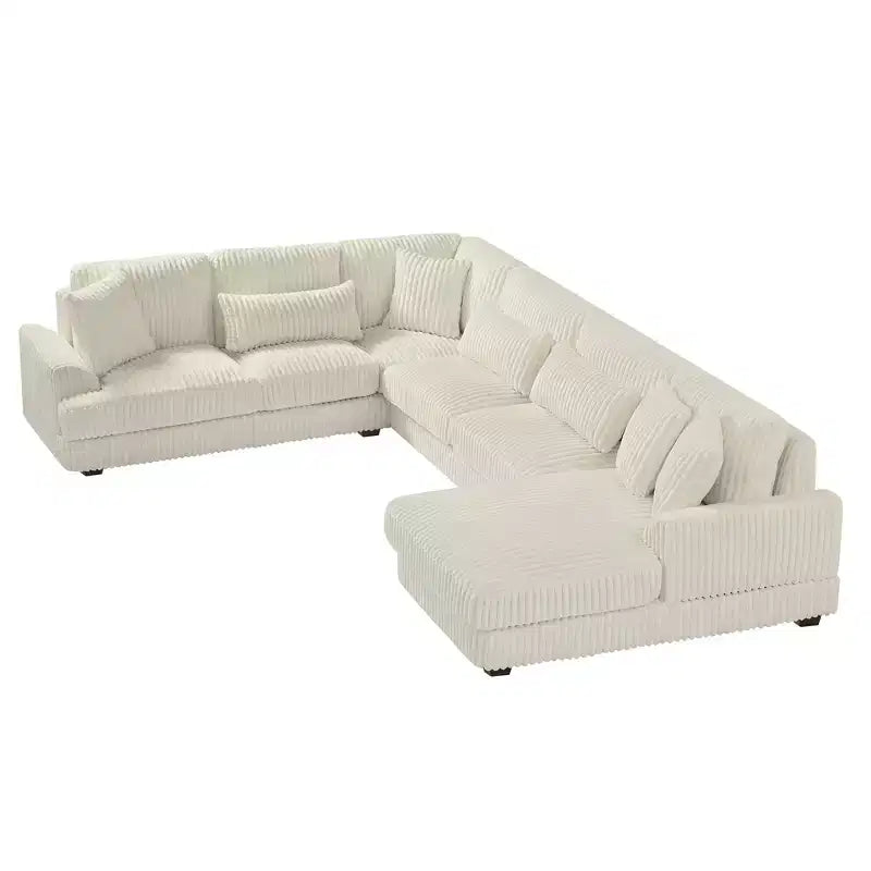 Oversized U-Shaped Sectional Sofa with Plush Corduroy Upholstery
