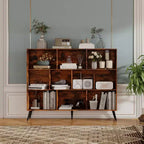 Wooden 3-Tier Open Shelf Bookcase with 10-Grid Storage