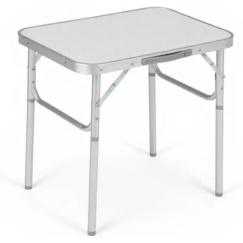 Acekool Small Folding Table with Adjustable Height, Lightweight Aluminum Frame Portable Camping Table with Carry Handle,Silver
