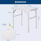 Acekool Small Folding Table with Adjustable Height, Lightweight Aluminum Frame Portable Camping Table with Carry Handle,Silver