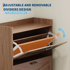 Shoe Storage Bench, Wooden Entryway Bench with 4 Flip Drawers & Padded Seat, Hidden Shoe Organizer Cabinet for Hallway Living Room