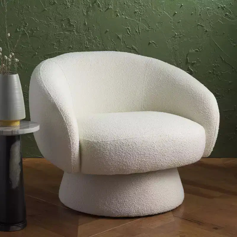 Petryna Boucle Swivel Accent Chair - SFV4822 - Ivory - Safavieh Couture
