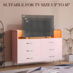 Modern 6 Drawer Dresser with LED Lights & Charging Station - 3 Outlets,2 USB Ports,Color Changing Lights,Open Shelves Stand wStylish Storage Dresser