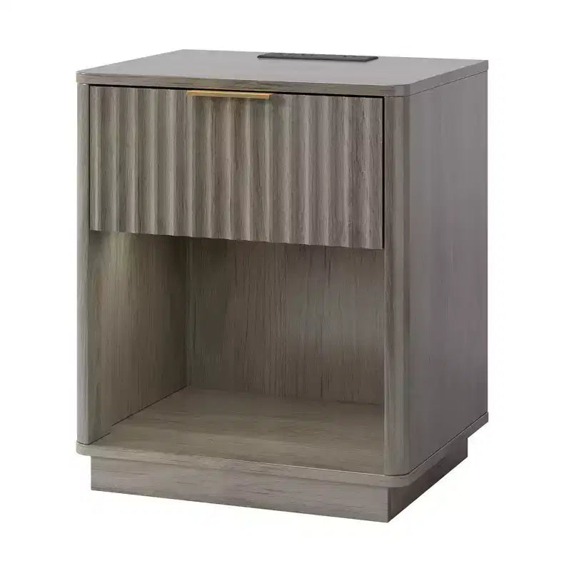 Karl Home 1-Drawer Gray MDF (Medium-Density Fiberboard) 18.9in. W Nightstands