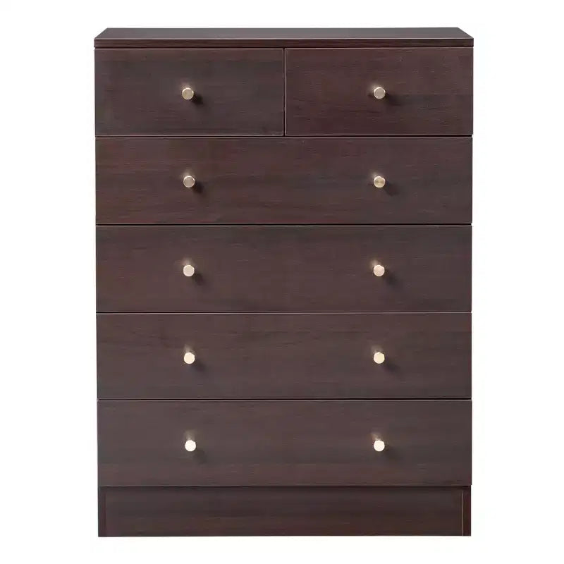Karl Home 6-Drawer Brown Particle Board 25.98in. W Chest of Drawer