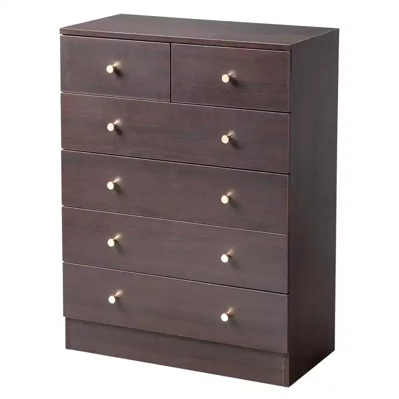 Karl Home 6-Drawer Brown Particle Board 25.98in. W Chest of Drawer