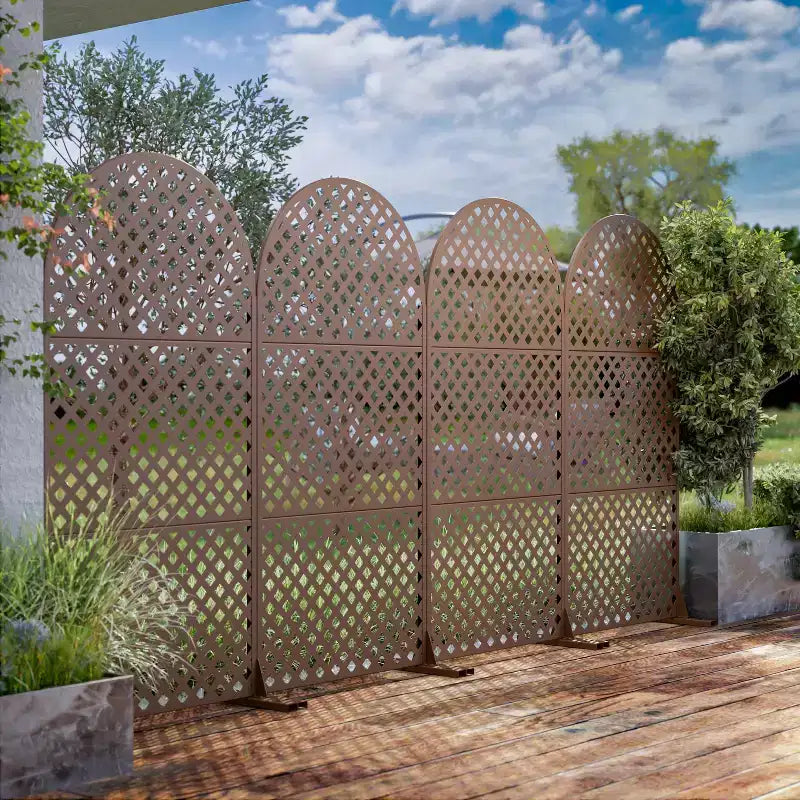 Laurence Diamond Brown Arch Room Divider Screen – 3-Piece Set