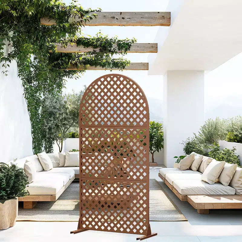 Laurence Diamond Brown Arch Room Divider Screen – 3-Piece Set