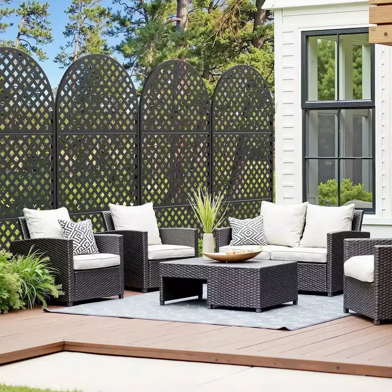Laurence Diamond Brown Arch Room Divider Screen – 3-Piece Set