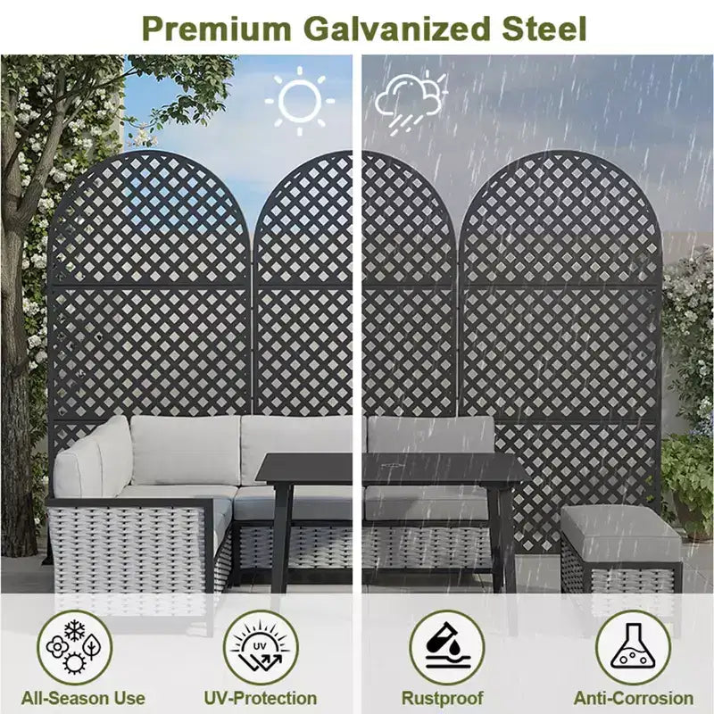 Laurence Diamond Brown Arch Room Divider Screen – 3-Piece Set