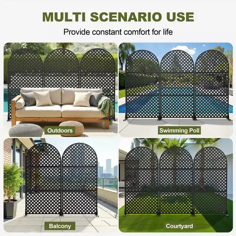 Laurence Diamond Brown Arch Room Divider Screen – 3-Piece Set